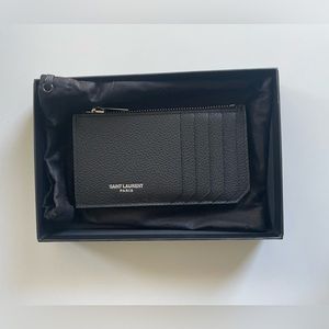 YSL Saint Laurent Fragments Zipped Card Case Black